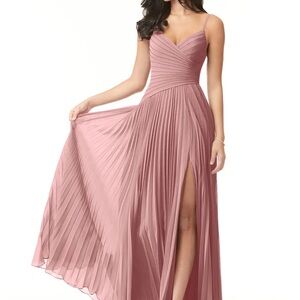 Azazie Mauve Pleated Maxi Dress